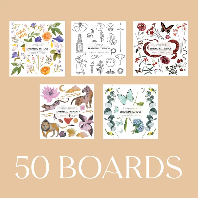 Set of 50 boards - Ephemeral tattoos - New collection - 2023