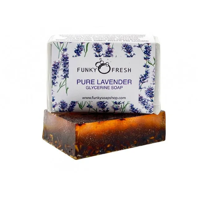 Pure Lavender Glycerine Soap infused with Lavender Flowers, 100% Natural & Handmade, 95g
