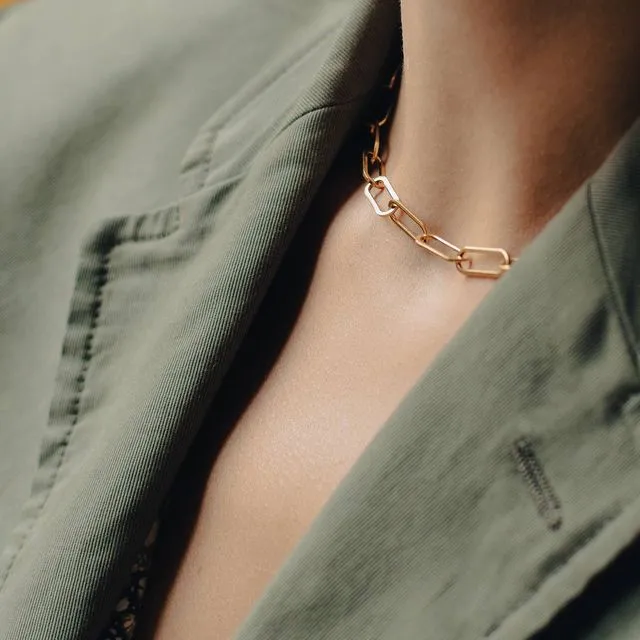 Gold Chunky Chain Link Necklace, Waterproof
