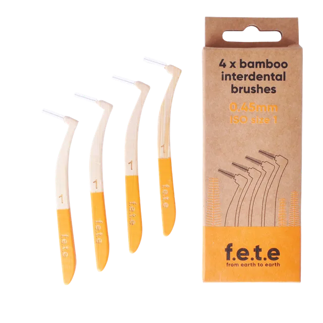 f.e.t.e | Interdental Brushes ISO Size 1, Orange, 0.45mm twisted wire diameter (6 packs/4 pcs each)