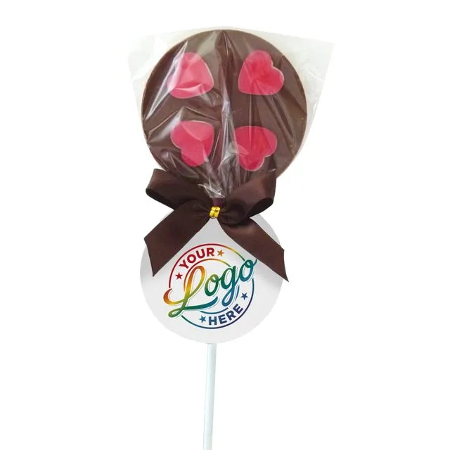 Milk Chocolate Lollipops With Jelly Hearts. Outer of 18.