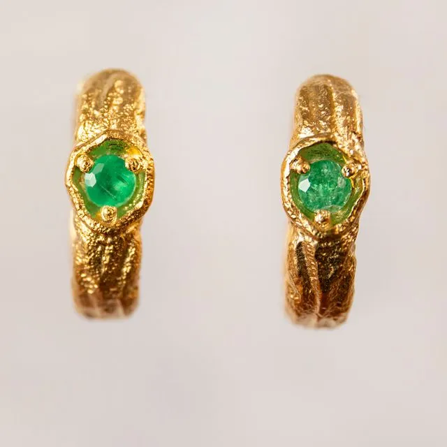 Emerald 14k Gold Vermeil Branch Hoop Earrings
