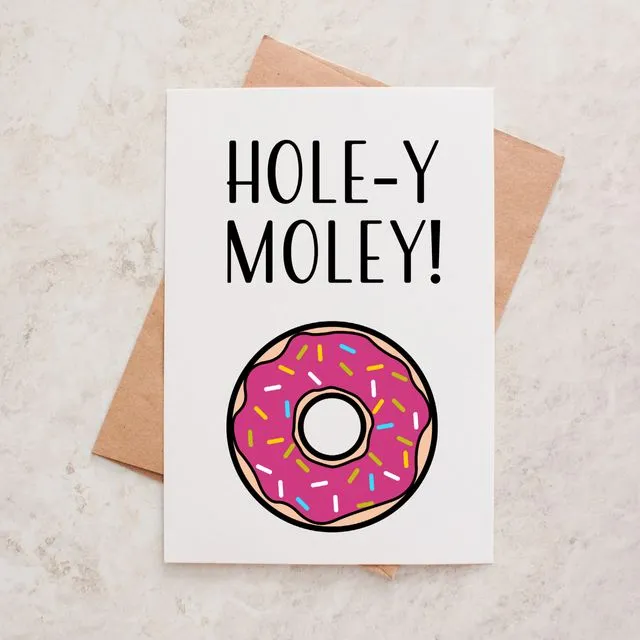 Funny Doughnut Blank General Card | Hole-y Moley! | Doughnut Pun Blank General Card