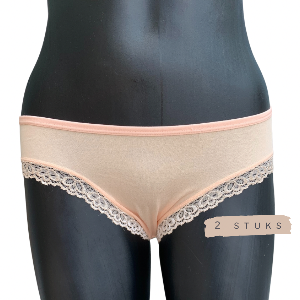 Ladies Lace Underwear Bamboo | Set of 2 | Peach