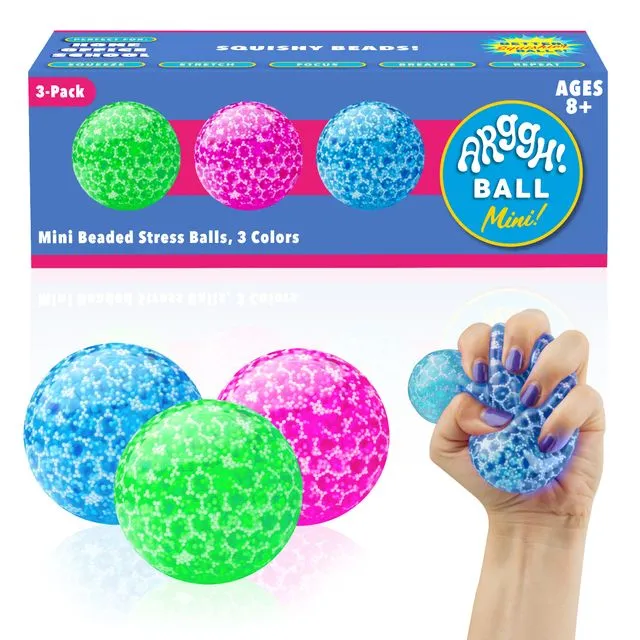 Power Your Fun Arggh Mini Beaded Stress Balls for Kids and Adults - 3pk