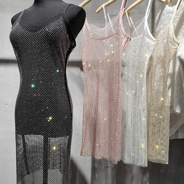 Diamond Mesh Cami Dress ( 4 Color Options)