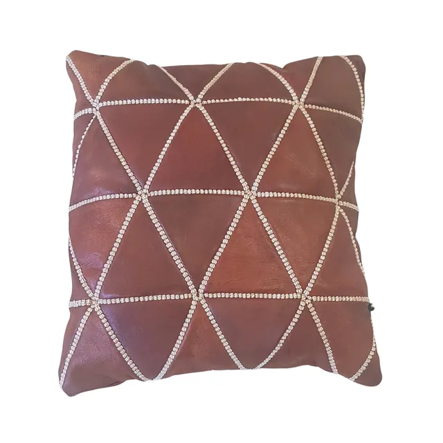 Luxe Embroidered Leather Pillow Cover