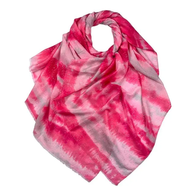 Abstract brush strokes print on medium weight scarf in pink