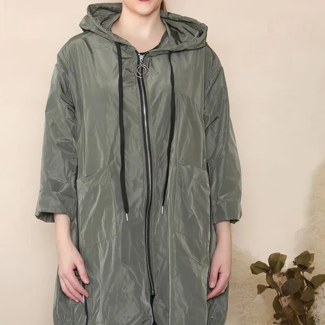 03766 - Khaki Green Adjustable size raincoat