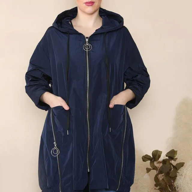 03766 - Navy Blue Adjustable size raincoat