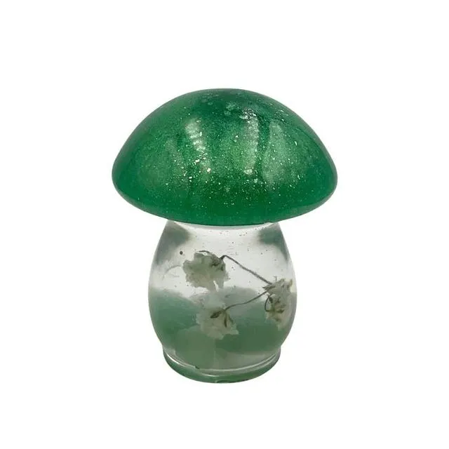 Mini Mushroom Figurine with Green Aventurine Crystals