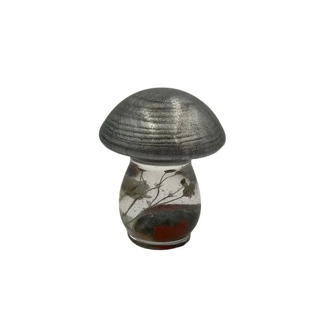 Mini Mushroom Figurine with Bloodstone Crystals