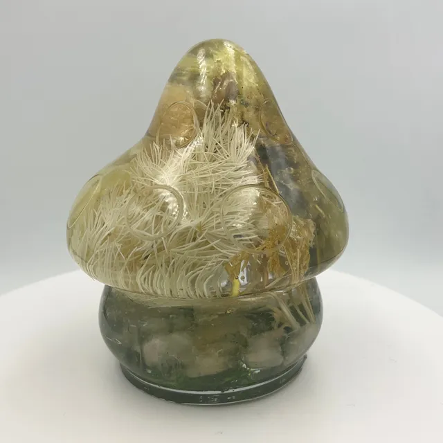 Large Mushroom Figurine with Citrine Crystals