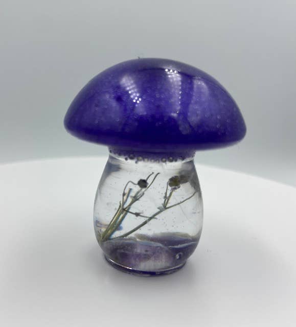 Mini Mushroom Figurines with Spiritual Crystals, Amethyst