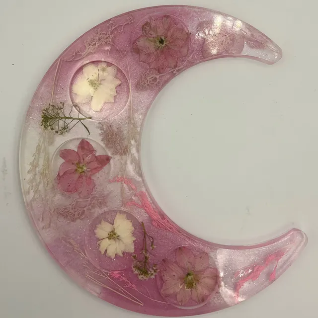 Crescent Moon Tealight Candle Holder, Pink