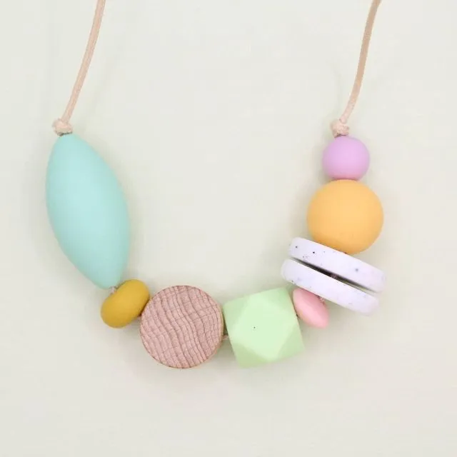 'Pick n Mix' Beaded Silicone Necklace - Mint, Light Green an