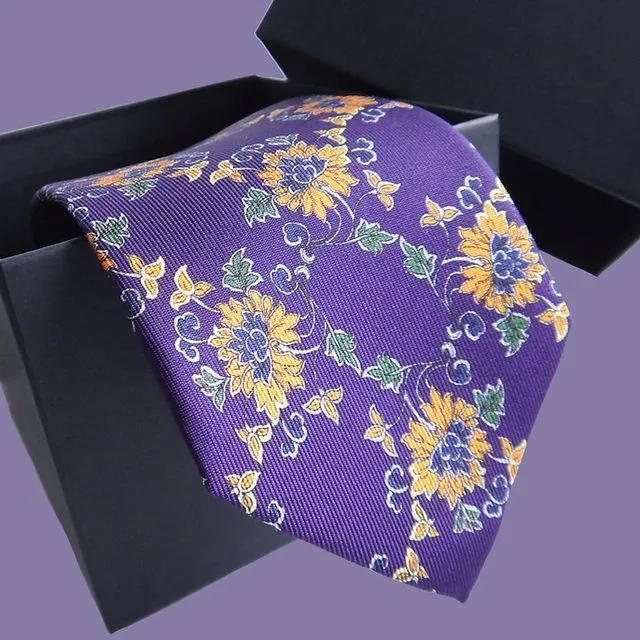 Luxury Handmade Silk Tie - Floral Motif