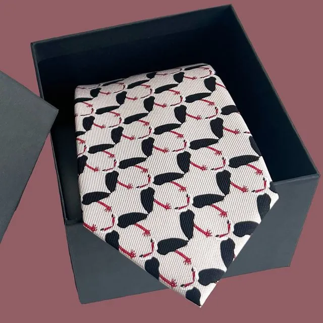 Luxury Handmade Silk Tie - Heron Print