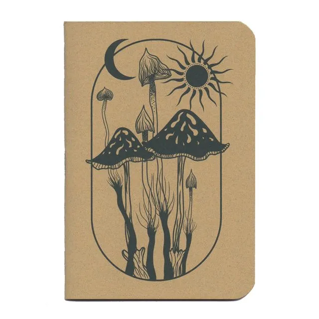 Handcrafted Pocket Notebook - Celestial Mushrooms - 40 Pages