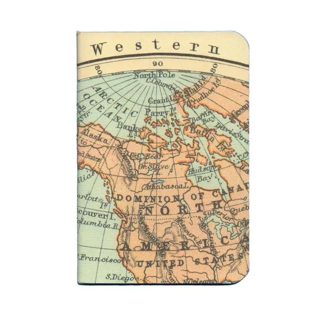 Vintage World Map Handmade Pocket Notebook - Studio Edition