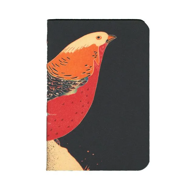 "Golden Pheasant in the Snow" Handcrafted Pocket Notebook