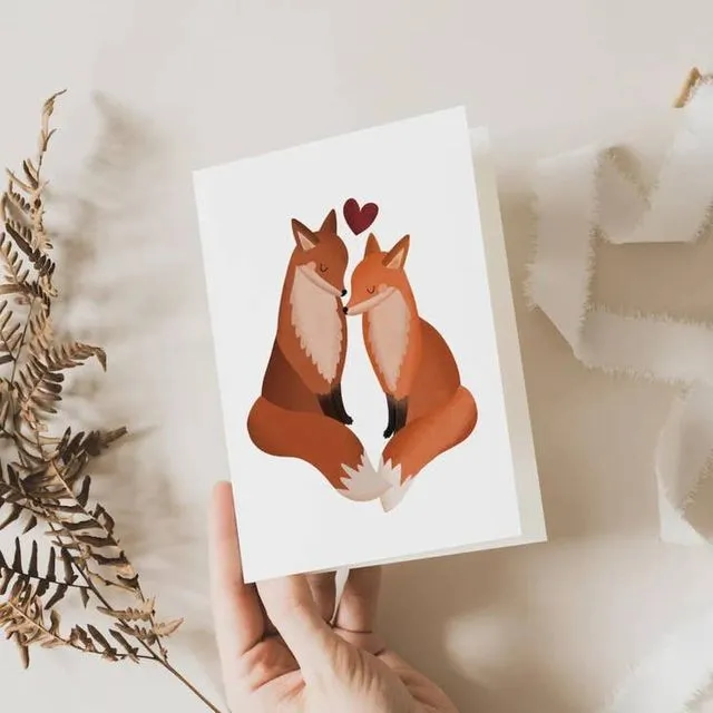 Wedding Card Fox Love - Postcard Foxes Wedding Anniversary