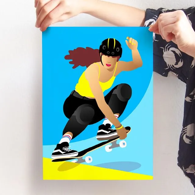 A4 image Skater girl jumping for kids and teens