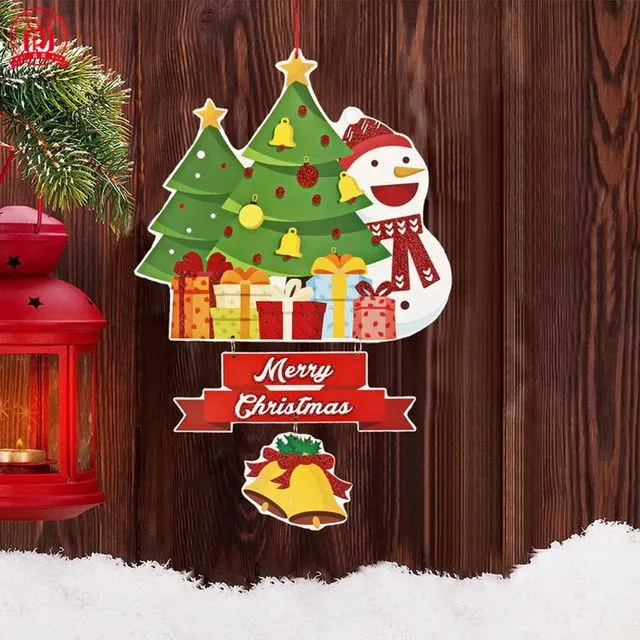 Cute Cartoon Christmas Door Wall Hanging Pendants Home Room Decoration 2Pcs Per Pack -