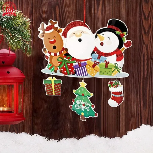 Cute Cartoon Christmas Door Wall Hanging Pendants Home Room Decoration 2Pcs Per Pack -