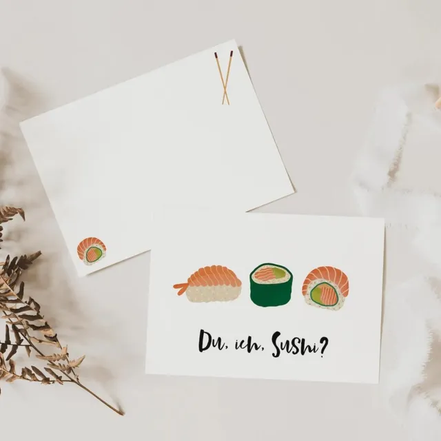 Postkarte - Sushi Einladung