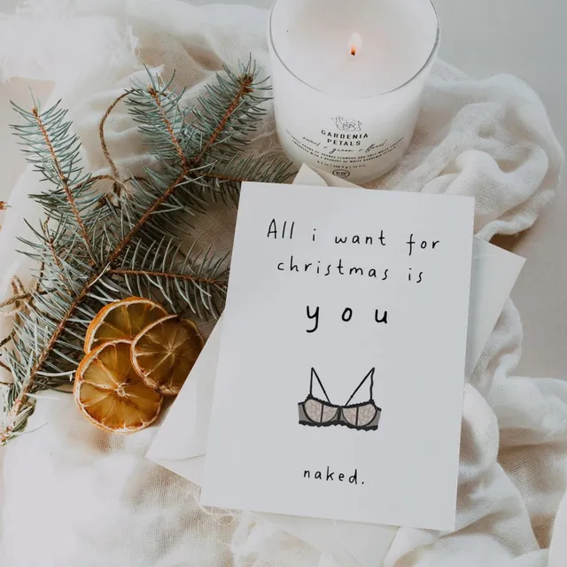 Christmas Card - funny for husband - naked greeting card