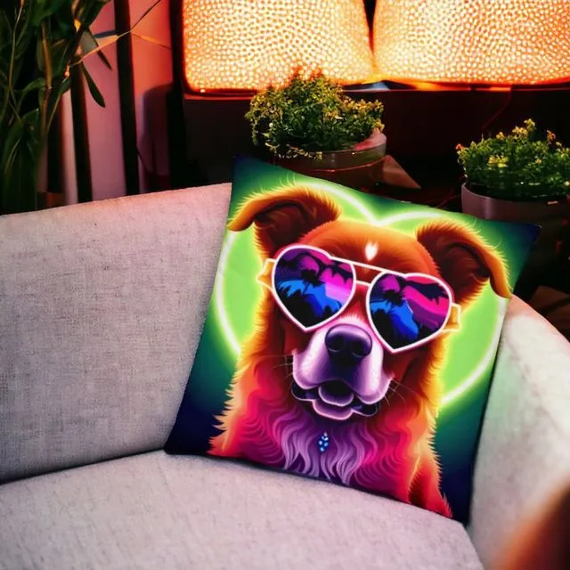 Fluffy Neon Dog Cushion