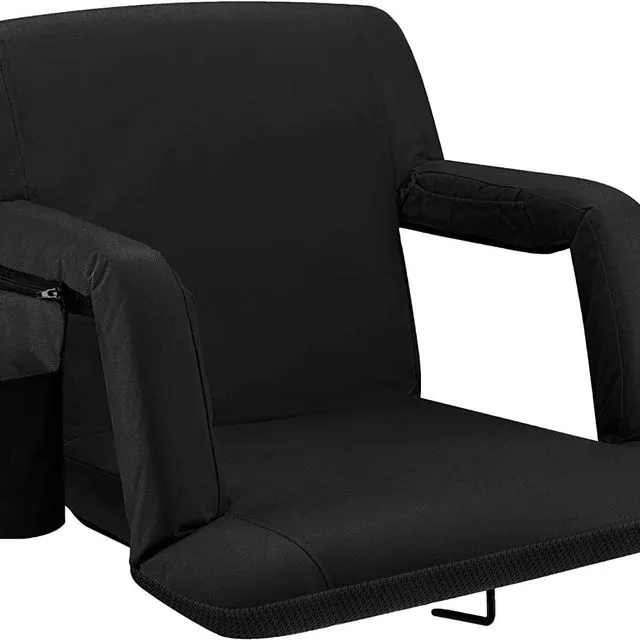 Alpcour Reclining Stadium Seat with Armrests, Black - Wide