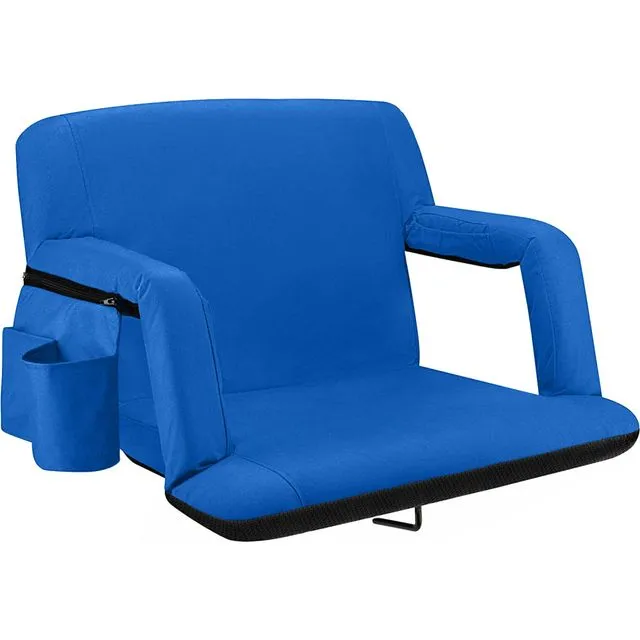 Alpcour Reclining Stadium Seat with Armrests, Royal Blue - Extra-Wide