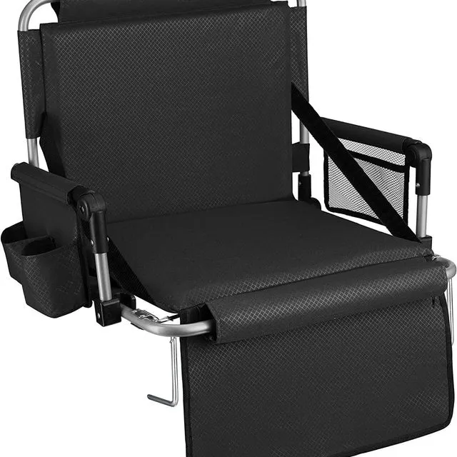 Alpcour Foldable Stadium Seat with Armrests, Black