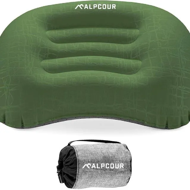 Alpcour Inflatable Camping Pillow, Army Green