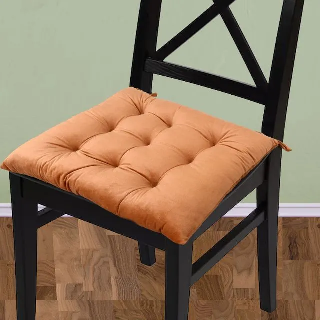 Handmade Velvet Chair Seat Cushions Pads wiht ties 16''x16'' 3'' Thick -  Rust