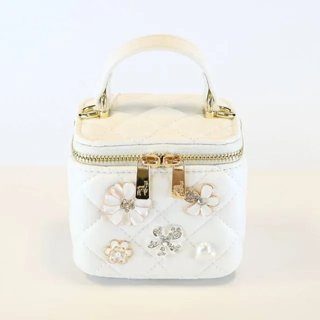 B1253 Quilted Top-Handle Bag w/ Charms