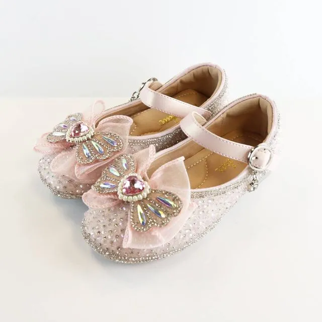 S2288 PINK,BEIGE Crystal Stone Jewel Flat Shoes