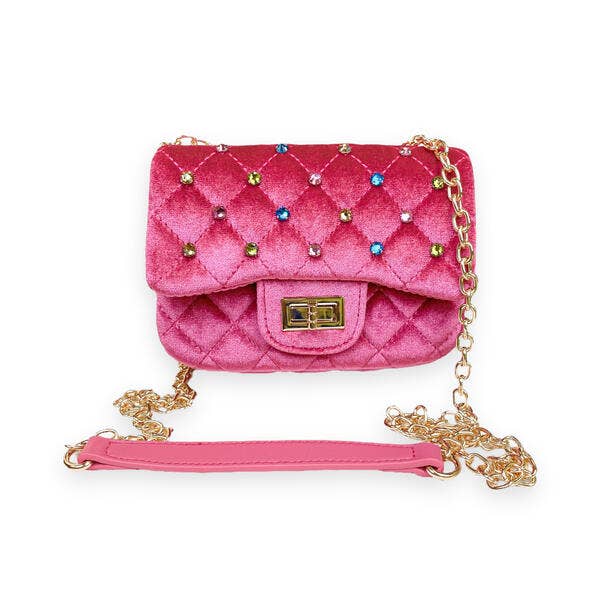 B1313 Colorful Studs Velvet Quilted Purse (5 COLORS)
