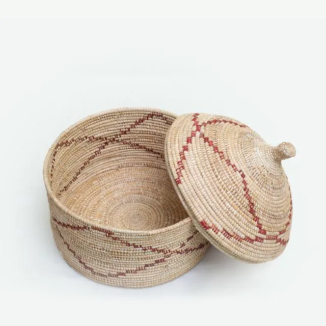 Lidded Handwoven Natural-Made Storage Basket