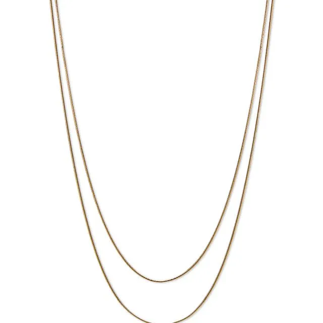 Gold Double Layer Slim Chain Necklace, Waterproof