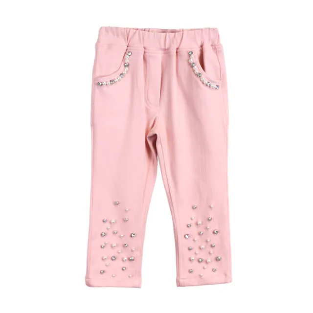 15068 PINK,BLUE,WHITE Embellished Stretch Twill Pants