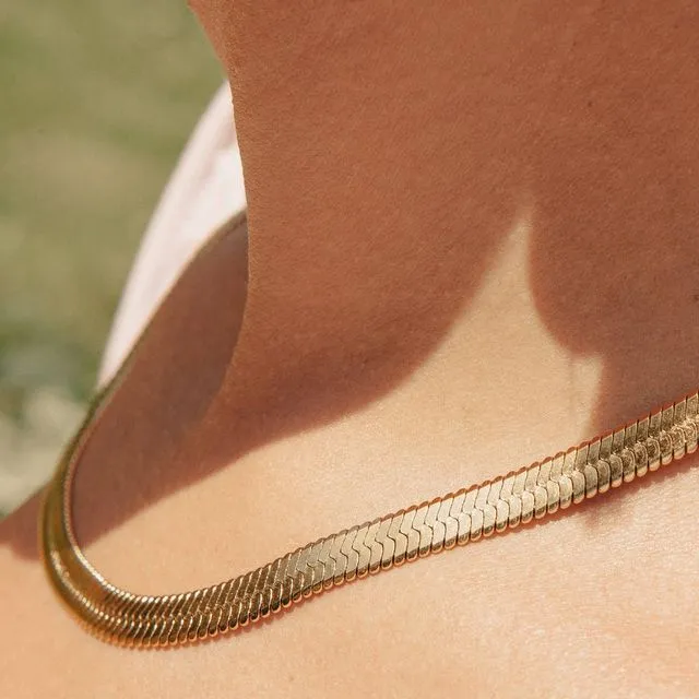 Gold Thick Snake Chain Necklace, Waterproof