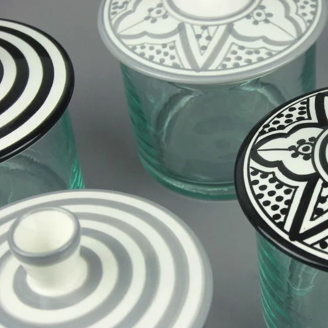 Glass Jar with Safa Patterned Ceramic Lid