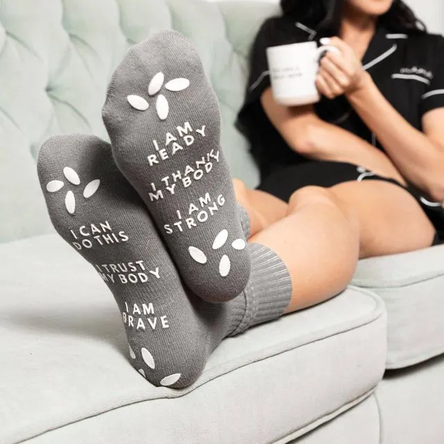 Birthing Affirmation Hospital Socks, White