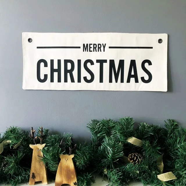 Merry Christmas Eyelet Banner Natural - Pack of 5