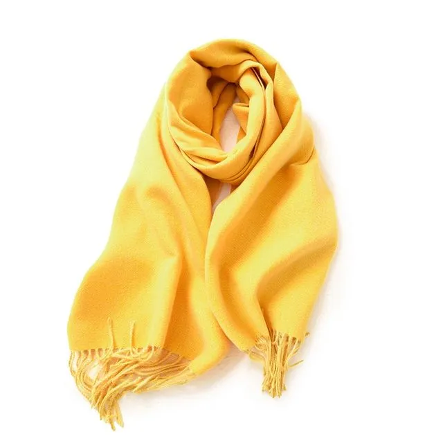 Solid Color Imitation Cashmere Warm Shawl Scarf - Yellow