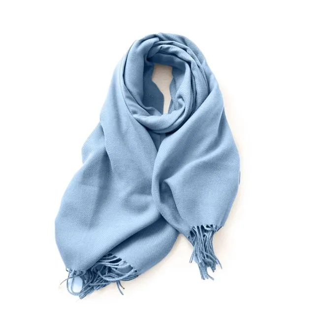 Solid Color Imitation Cashmere Warm Shawl Scarf - GRAY BLUE