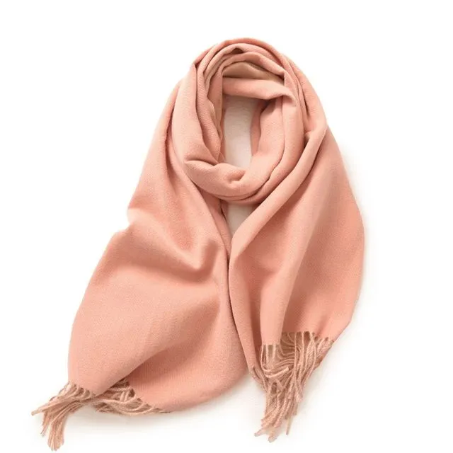 Solid Color Imitation Cashmere Warm Shawl Scarf - LIGHT PINK